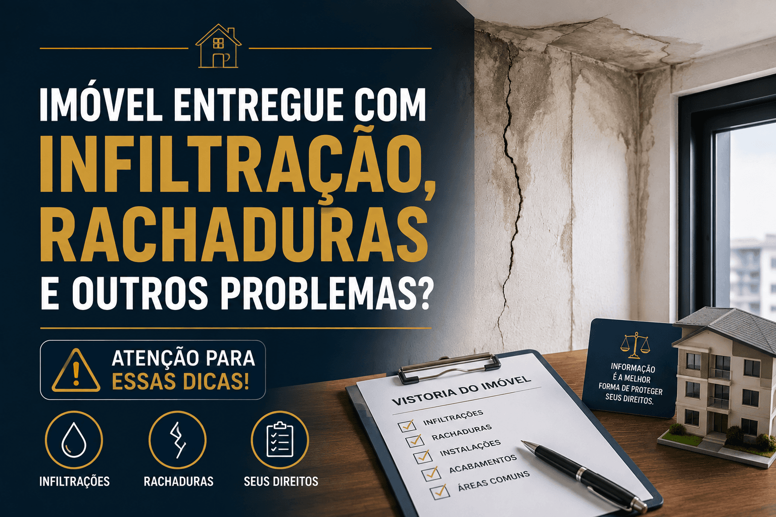 Imóvel entregue com infiltração, rachaduras e outros problemas? Atenção para essas dicas!