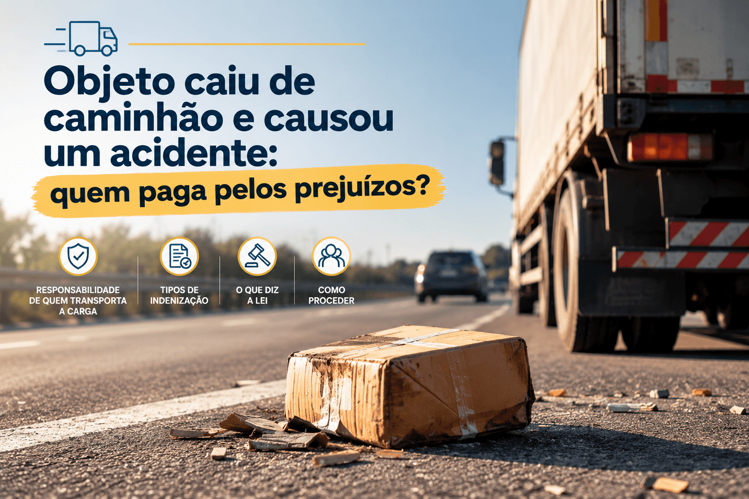 Objeto caiu de caminhão e causou um acidente: quem paga pelos prejuízos?